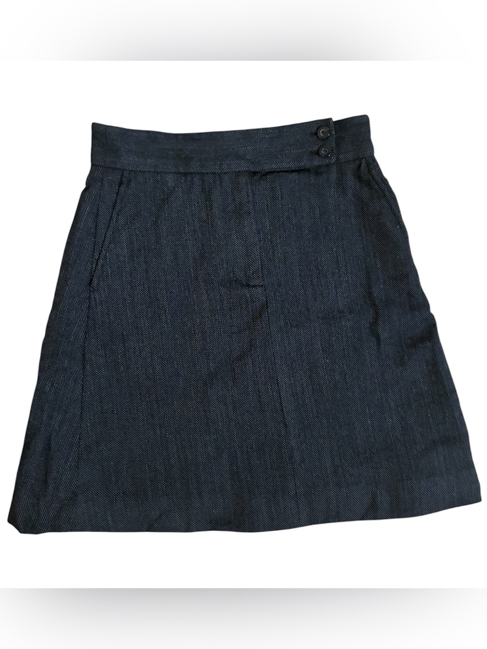 HUGO BOSS 100% Virgin Wool A-Line Mini Skirt Charcoal Navy US 4